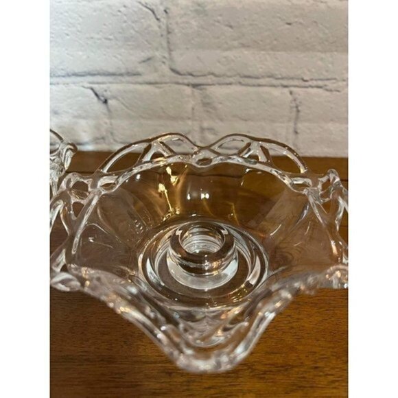 Vintage Duncan Miller Lace Edge Candle Holders Set of 2 - Picture 4 of 8